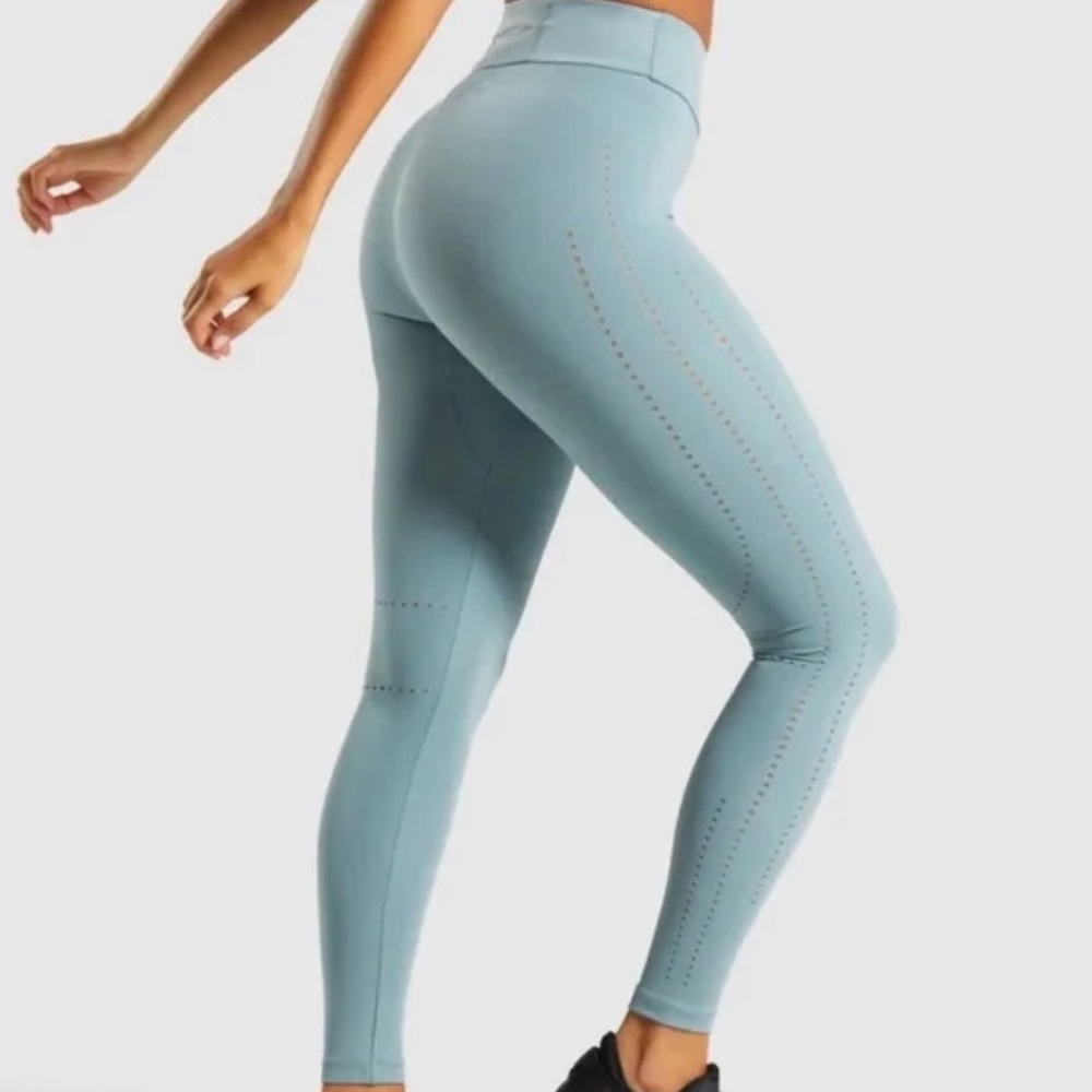 NWOT Gymshark Laser Cut Legging - Stormy Turquoise - Size XS
